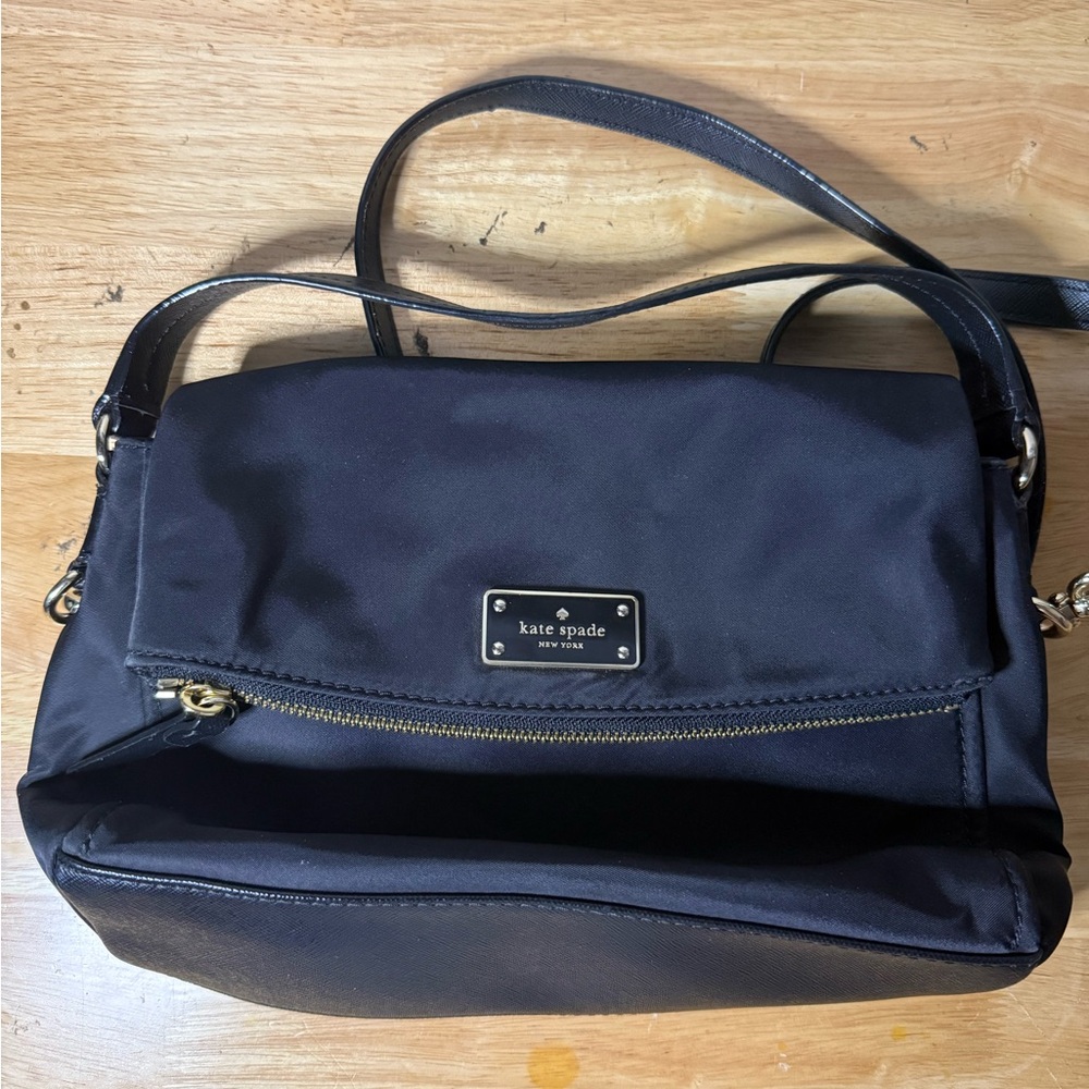 kate spade navy nylon crossbody bag with gold hardware